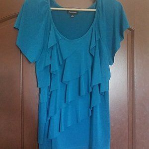 Turquoise Notations ruffled blouse